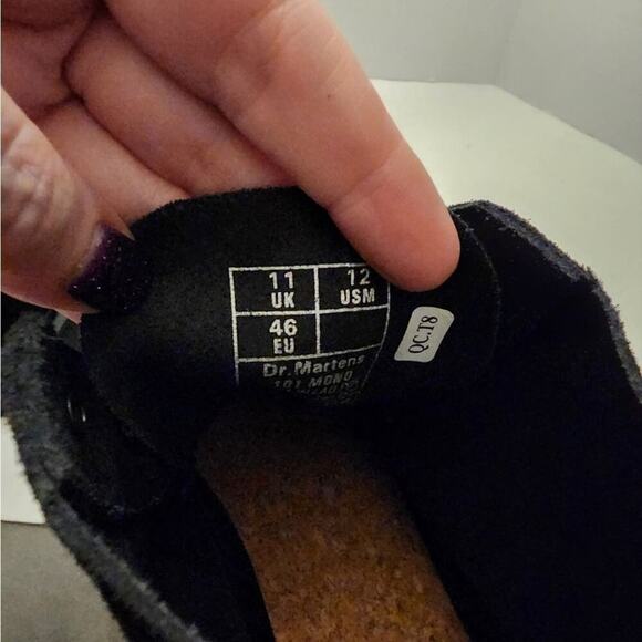 Dr. Martens 101 Mono Lace-Up Boot black suede leather men's‎ size 8 new Grunge - Picture 8 of 13